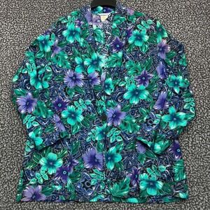 Vintage Ship n' Shore Blazer Jacket Women Extra Large Floral Long Sleeve XL